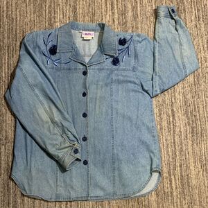 VTG Nancy Bolen for City Girl Women's 14 Blue Denim Button Down Jacket FADED USA